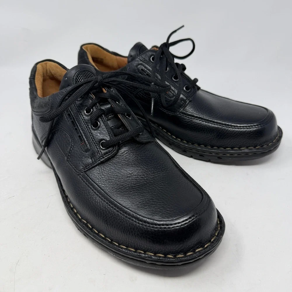 Clarks Un.Bend Oxford Mens 9 Black New Unstructured Leather Lace Up Shoes